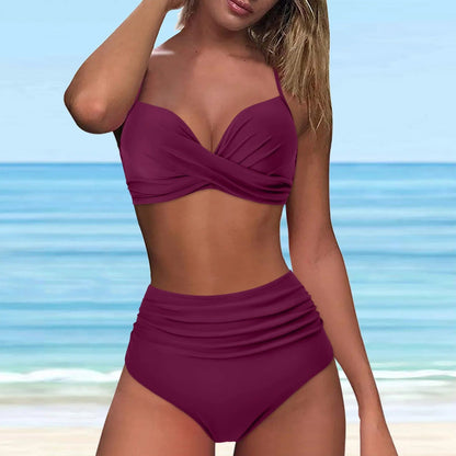 Bikini met hoge taille en topje met draaibare voorkant
