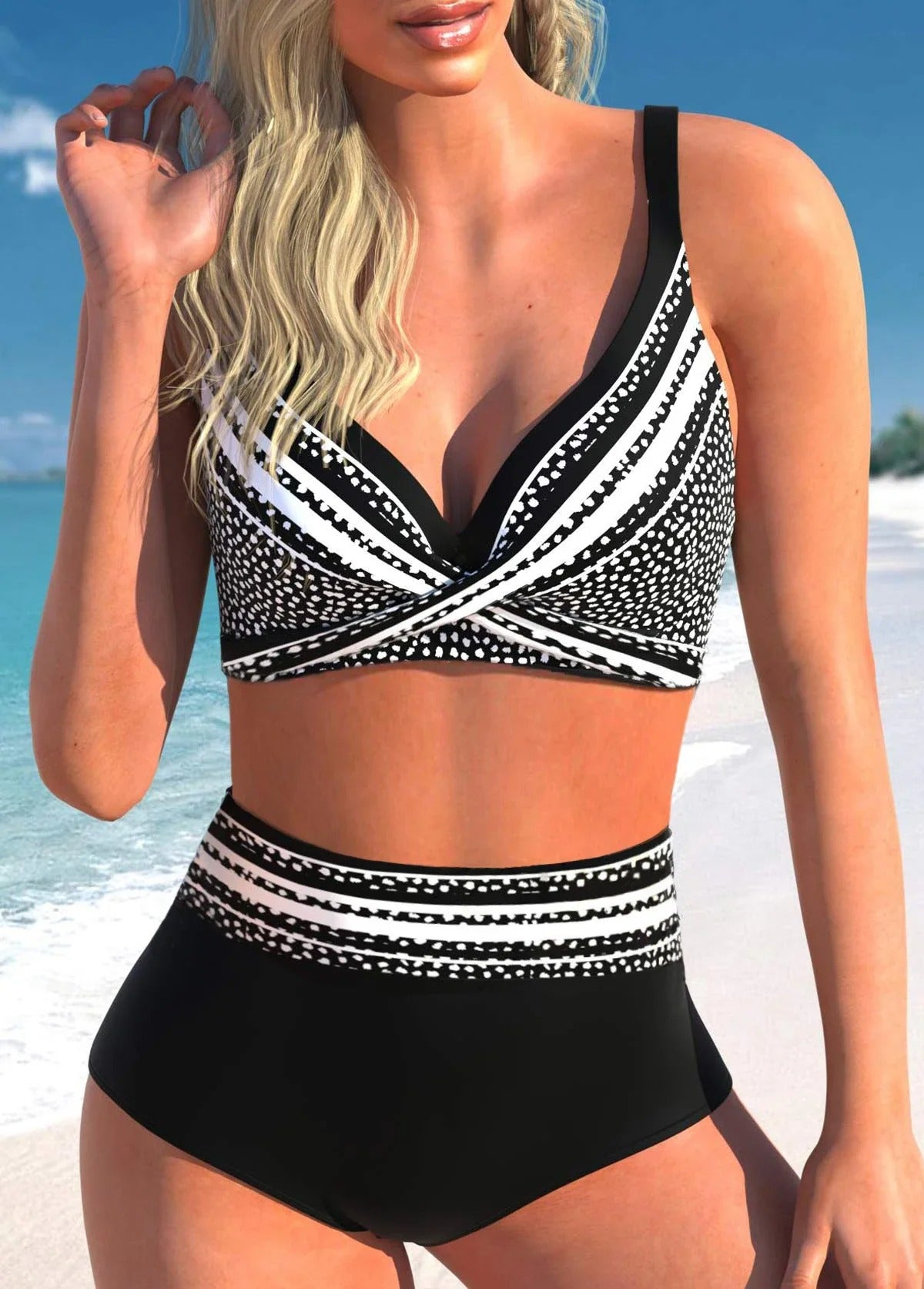 bikini met stippen en strepen