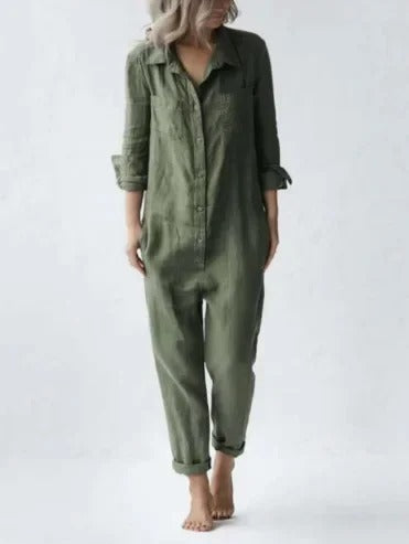 jumpsuit met lange mouwen, knopen en zakken