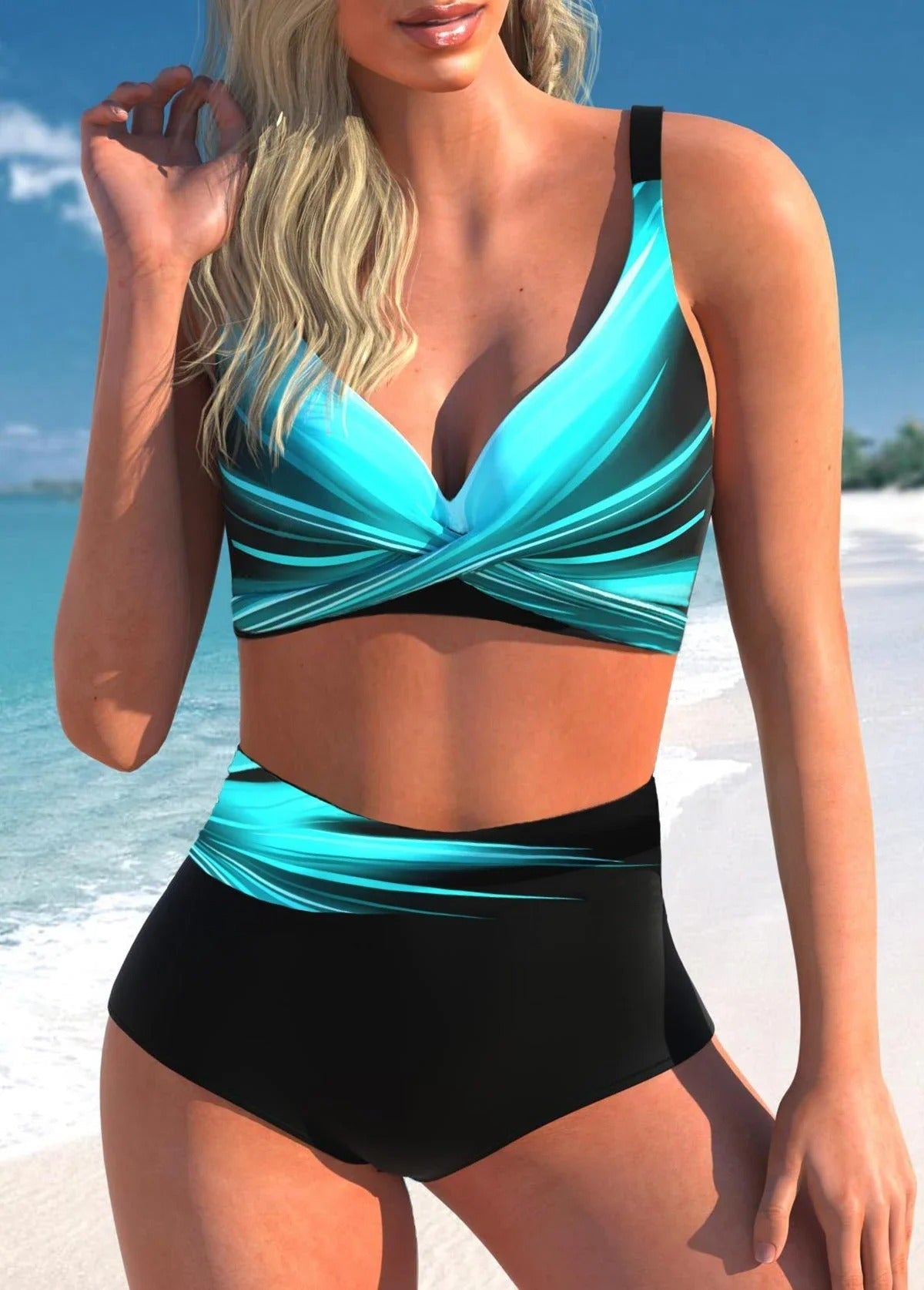 bikini met stippen en strepen