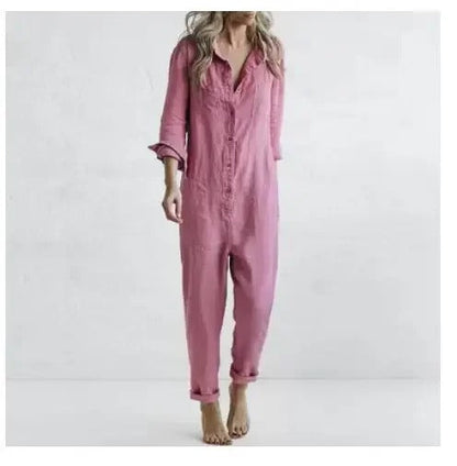 jumpsuit met lange mouwen, knopen en zakken