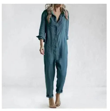 jumpsuit met lange mouwen, knopen en zakken