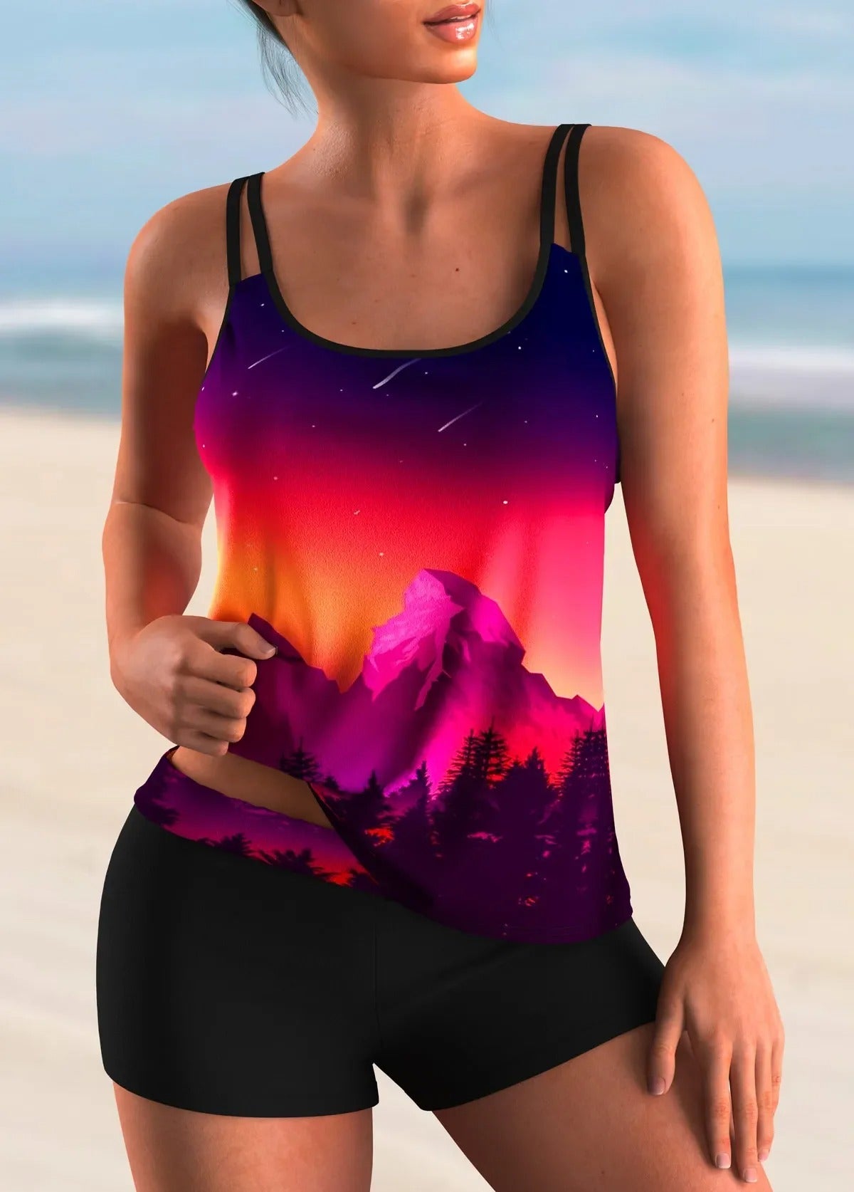 Gebloemde ombre tankini