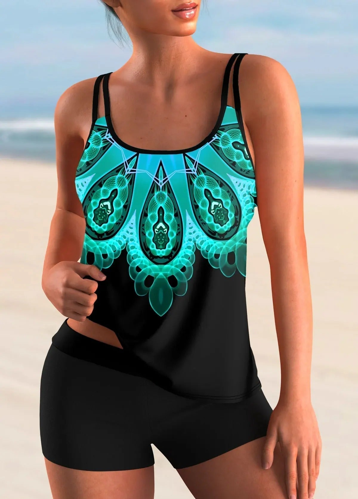 Gebloemde ombre tankini