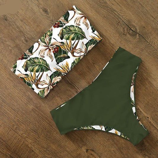 AquaLivv - Bandeau bikini met hoge taille