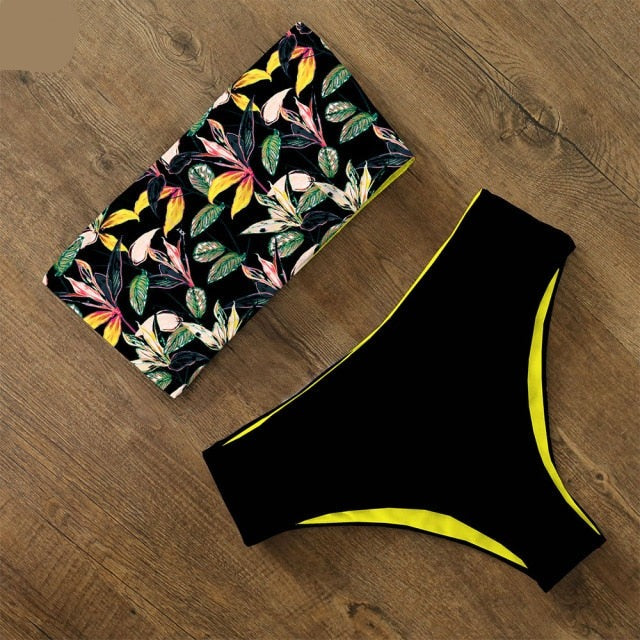 AquaLivv - Bandeau bikini met hoge taille