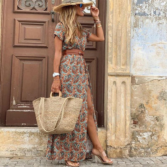 "Meike" maxi jurk met bloemenprint