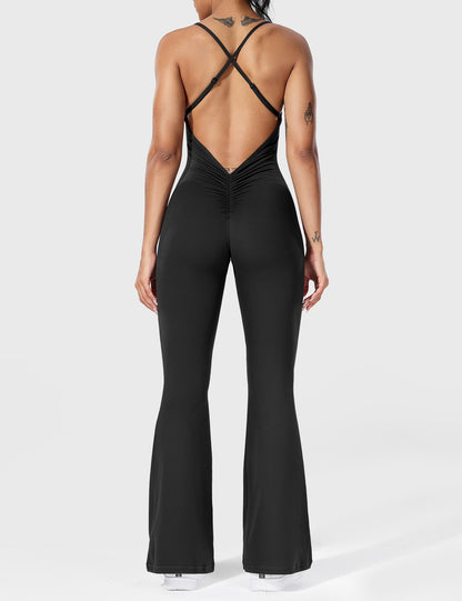 Tali - Gekruiste, uitlopende jumpsuit voor dames